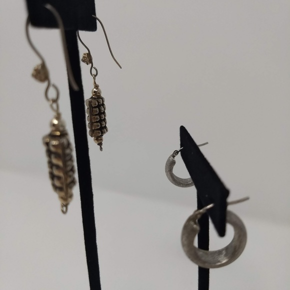 STERLING SILVER DROP AND HOOP EARRINGS - Picture 4 of 6